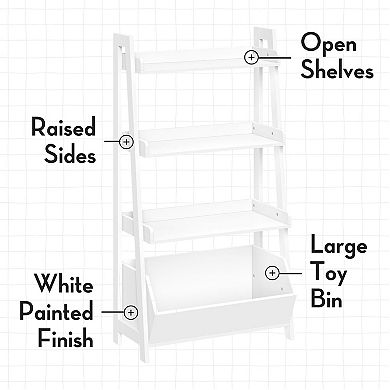 RiverRidge Home Kids 4-Tier Ladder Shelf Toy Organizer & 2 Bins