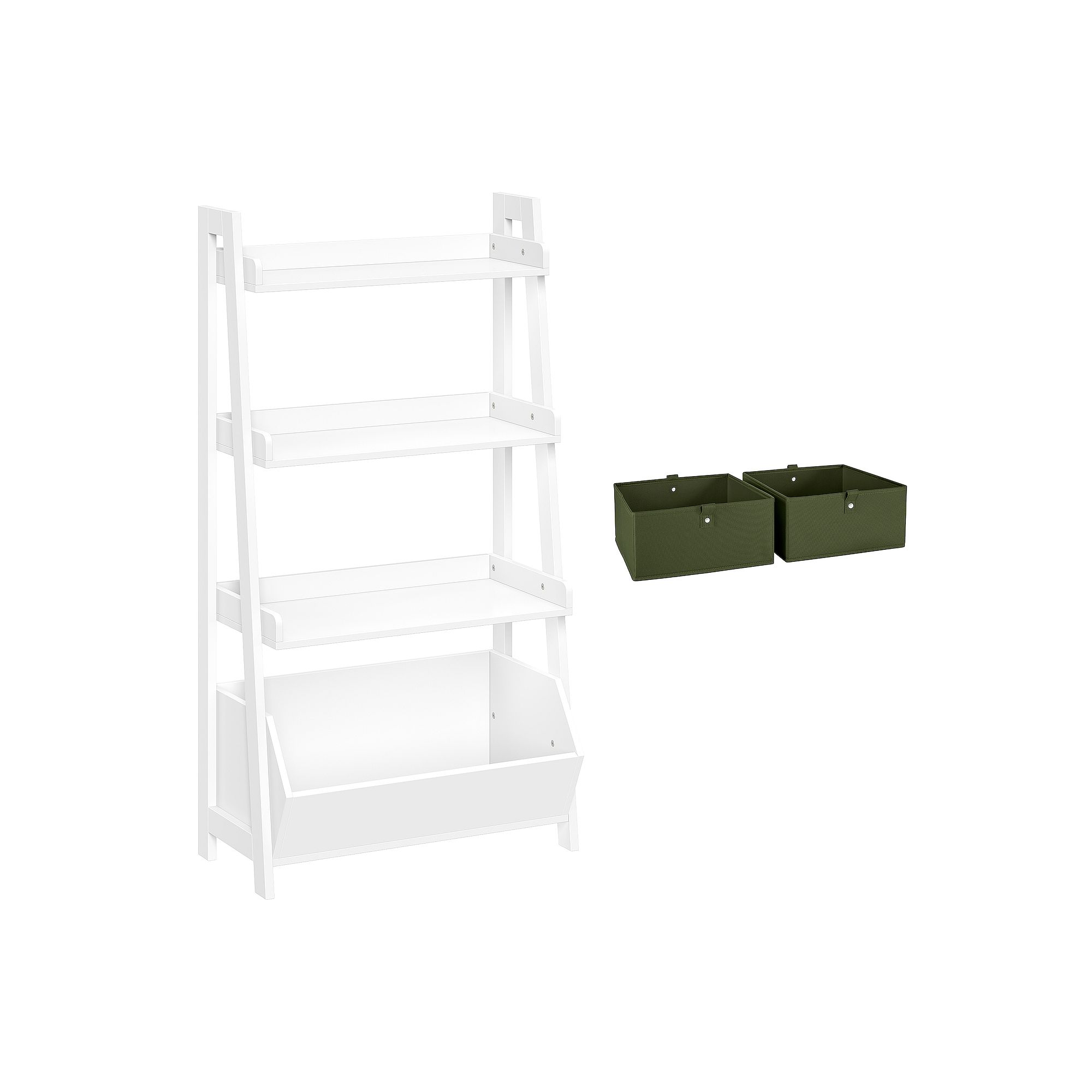 RiverRidge Home Kids 24-in. 4-Tier Ladder Shelf Toy Organizer & 2 Bins, Gre