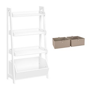 RiverRidge Home Kids 24 in 4 tier Ladder Shelf Toy Organizer & 2 Bins