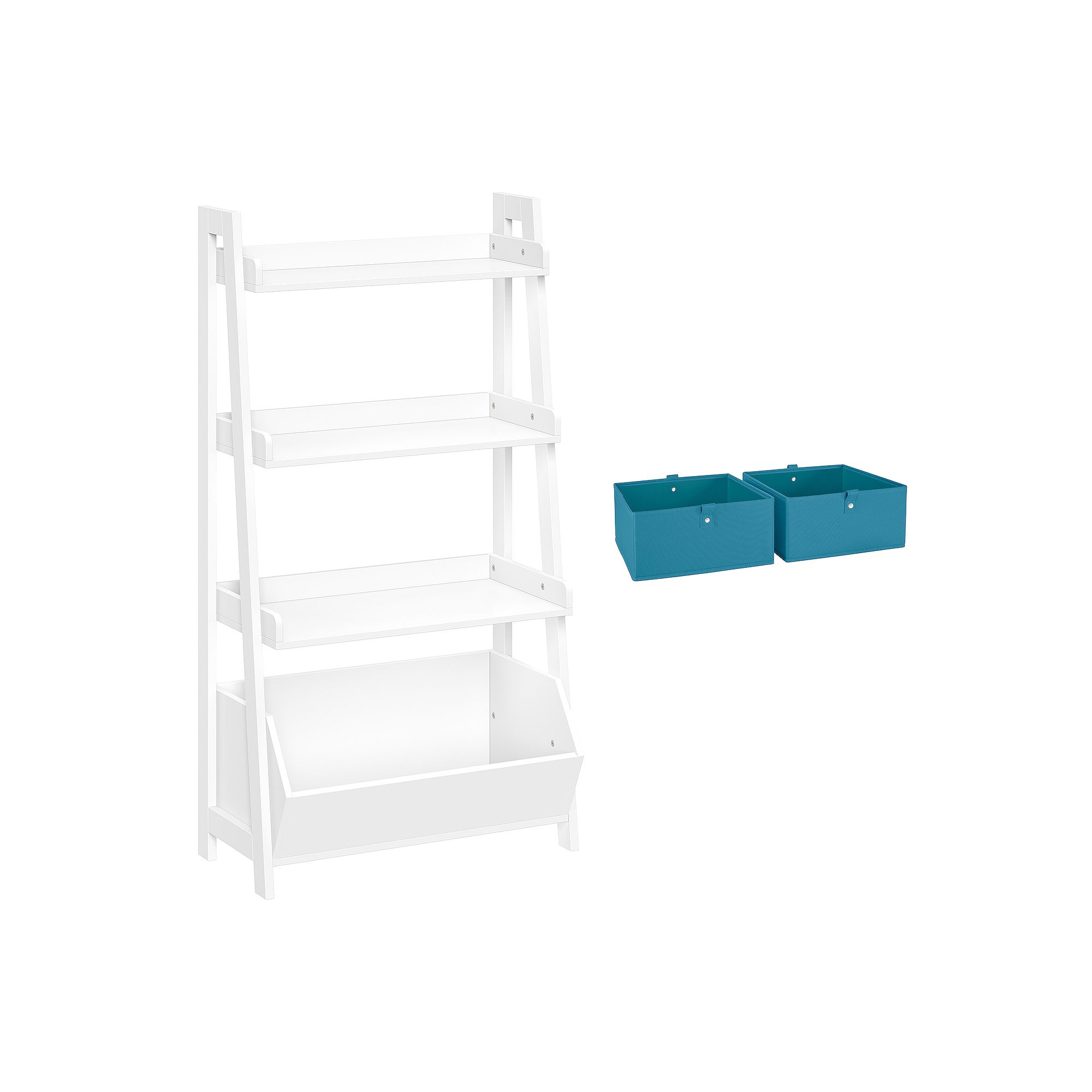 RiverRidge Home Kids 24-in. 4-Tier Ladder Shelf Toy Organizer & 2 Bins, Tur