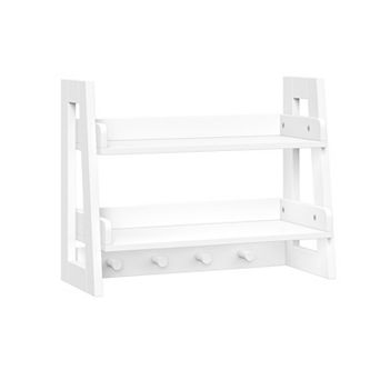 RiverRidge Home Amery 2 tier Ladder Wall Shelf with Hooks