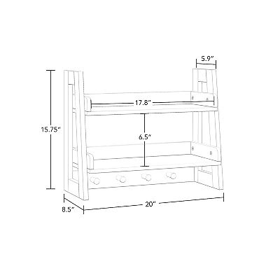 RiverRidge Home Amery 2-Tier Ladder Wall Shelf with Hooks