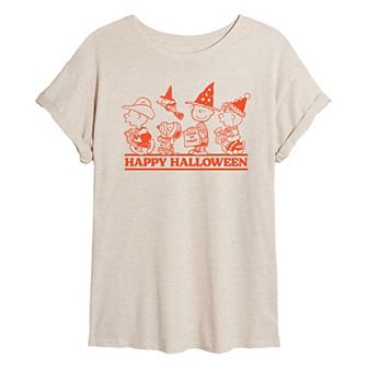 Juniors' Peanuts Happy Halloween Oversized Tee