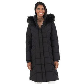 Women's Fleet Street Faux Fur Trimmed Hooded Long Puffer Coat