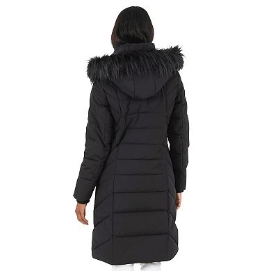 Women's Fleet Street Faux Fur Trimmed Hooded Long Puffer Coat