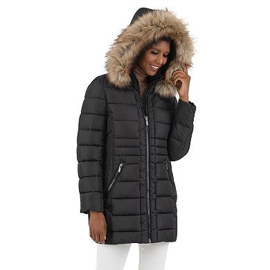 Women's Fleet Street Faux Fur Trimmed Hooded Puffer Coat