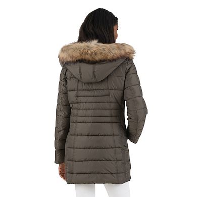 Women's Fleet Street Faux Fur Trimmed Hooded Puffer Coat