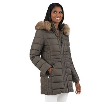 Women's Fleet Street Faux Fur Trimmed Hooded Puffer Coat