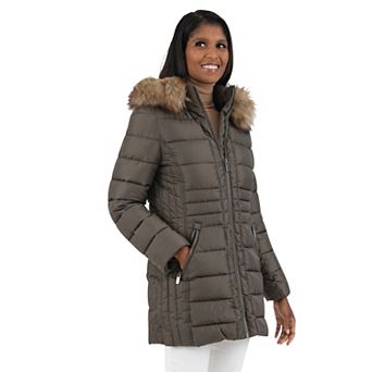Women's Fleet Street Faux Fur Trimmed Hooded Puffer Coat