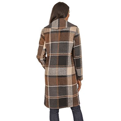 Women's Fleet Street Wool Blend Long Plaid Coat