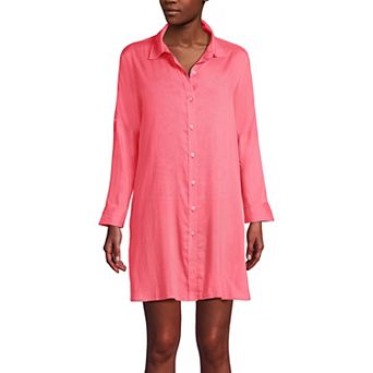 Women's Lands' End Sheer Modal Oversized Button Front Swim Cover-Up