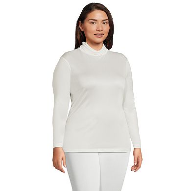 Plus Size Lands' End Silk Interlock Turtleneck Long Underwear Thermal Baselayer Top