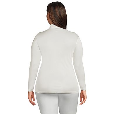 Plus Size Lands' End Silk Interlock Turtleneck Long Underwear Thermal Baselayer Top