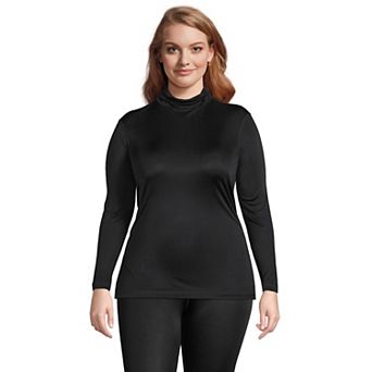 Plus Size Lands' End Silk Interlock Turtleneck Long Underwear Thermal Baselayer Top