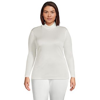 Plus Size Lands' End Silk Interlock Turtleneck Long Underwear Thermal Baselayer Top