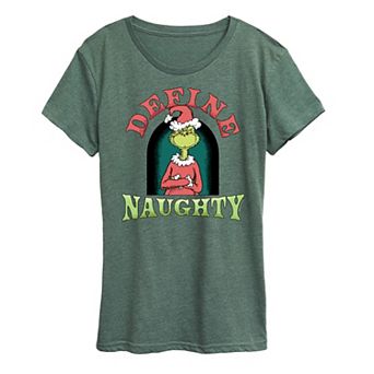Juniors' Dr. Seuss The Grinch Define Naughty Graphic Tee