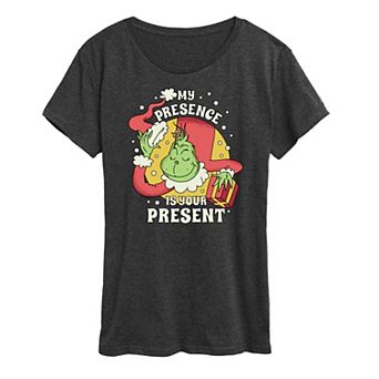 Juniors' Dr. Seuss The Grinch My Presence Graphic Tee