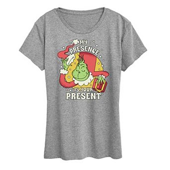 Juniors' Dr. Seuss The Grinch My Presence Graphic Tee