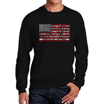 Fireworks American Flag - Mens Word Art Crewneck Sweatshirt