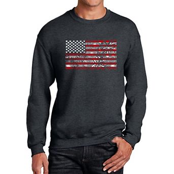 Fireworks American Flag - Mens Word Art Crewneck Sweatshirt