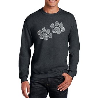 Woof Paw Prints - Mens Word Art Crewneck Sweatshirt