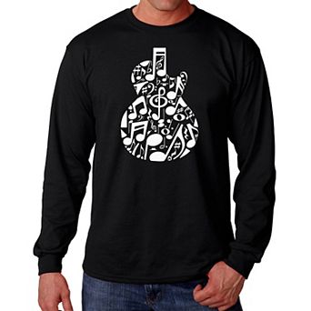 Music Notes Guitar - Men's Word Art Long Sleeve T-Shirt