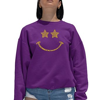 Rockstar Smiley - Women's Word Art Crewneck Sweatshirt