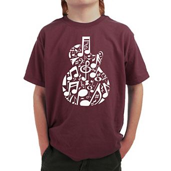 Music Notes Guitar - Boy's Word Art T-Shirt