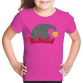 Christmas Elf Hat - Girl's Word Art T-Shirt