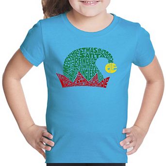 Christmas Elf Hat - Girl's Word Art T-Shirt