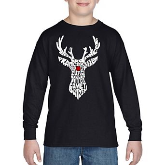 Boy's Word Art Long Sleeve - Santa's Reindeer