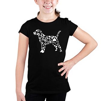 Dog Paw Prints - Girl's Word Art T-shirt