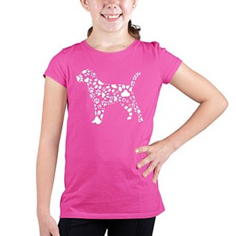 Dog Paw Prints - Girl's Word Art T-shirt