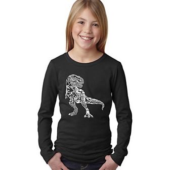 Dino Pics - Girl's Word Art Long Sleeve