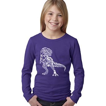 Dino Pics - Girl's Word Art Long Sleeve