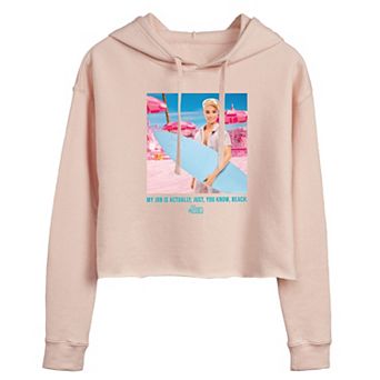 Juniors' Barbie The Movie My Job Is Beach Cropped Graphic Hoodie