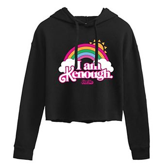 Juniors' Barbie The Movie I Am Kenough Rainbow Cropped Graphic Hoodie