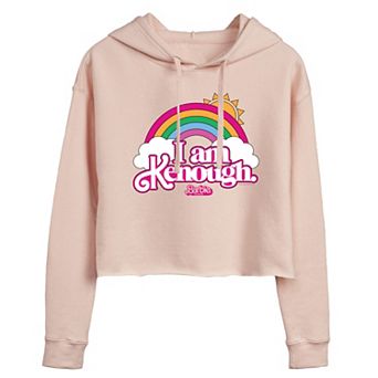 Juniors' Barbie The Movie I Am Kenough Rainbow Cropped Graphic Hoodie