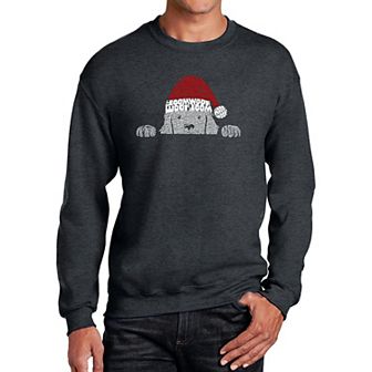 Christmas Peeking Dog - Men's Word Art Crewneck Sweatshirt
