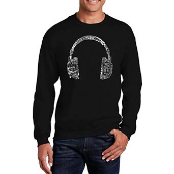 Headphones - Languages - Mens Word Art Crewneck Sweatshirt
