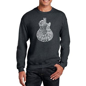 Rock Guitar Head - Mens Word Art Crewneck Sweatshirt