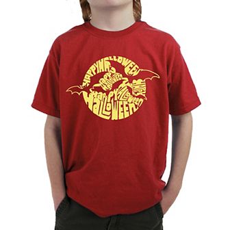 Boy's Word Art T-shirt - Halloween Bats