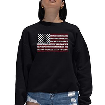 50 States Usa Flag - Women's Word Art Crewneck Sweatshirt