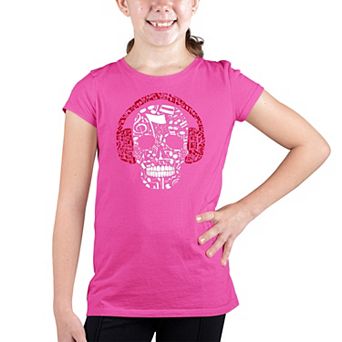 Music Notes Skull - Girl's Word Art T-shirt