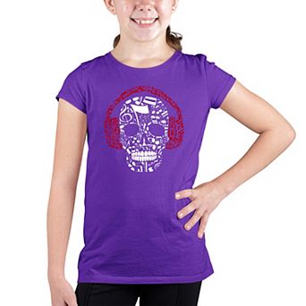 Music Notes Skull - Girl's Word Art T-shirt