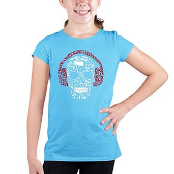 Music Notes Skull - Girl's Word Art T-shirt