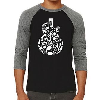 Music Notes Guitar - Men's Raglan Baseball Word Art T-Shirt