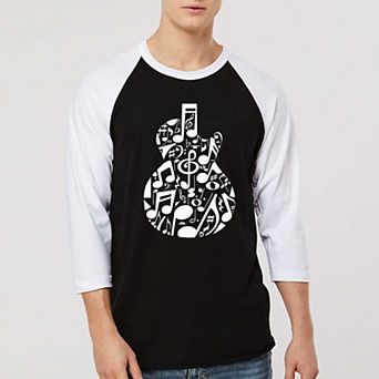 Music Notes Guitar - Men's Raglan Baseball Word Art T-Shirt