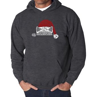 Christmas Peeking Cat - Men's Word Art Hooded Sweatshirt