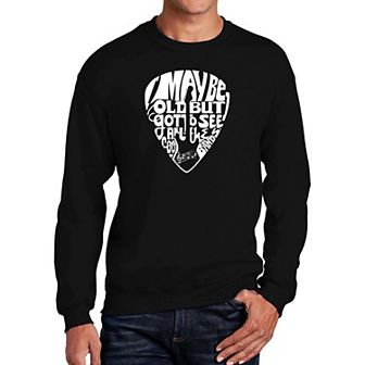 Guitar Pick - Mens Word Art Crewneck Sweatshirt